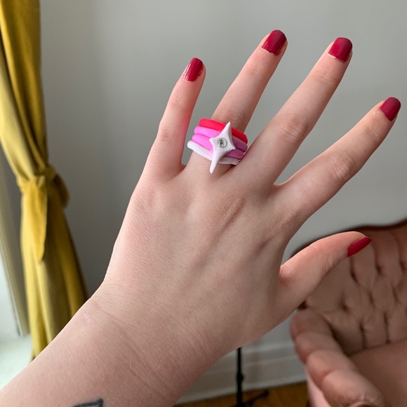 FREE ADD ON Handmade Pink Star Clay Ring - size 7 - Picture 3 of 6